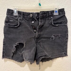 BDG Urban Outfitters Distressed Denim Shorts Black High Rise Cutoff size 27